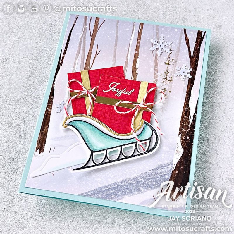 Stampin' Up! One Horse Open Sleigh Handmade Christmas Card Idea with Sleigh from Mitosu Crafts by Barry & Jay Soriano Stampin Up UK France Germany Austria Netherlands Belgium Ireland
