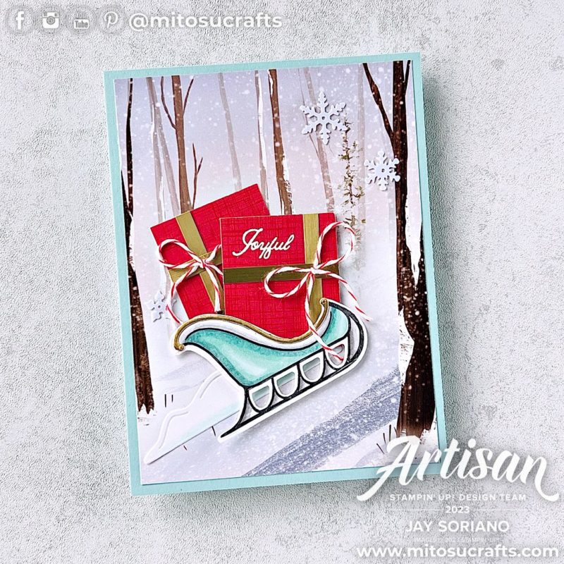 Stampin' Up! One Horse Open Sleigh Handmade Christmas Card Idea with Sleigh from Mitosu Crafts by Barry & Jay Soriano Stampin Up UK France Germany Austria Netherlands Belgium Ireland