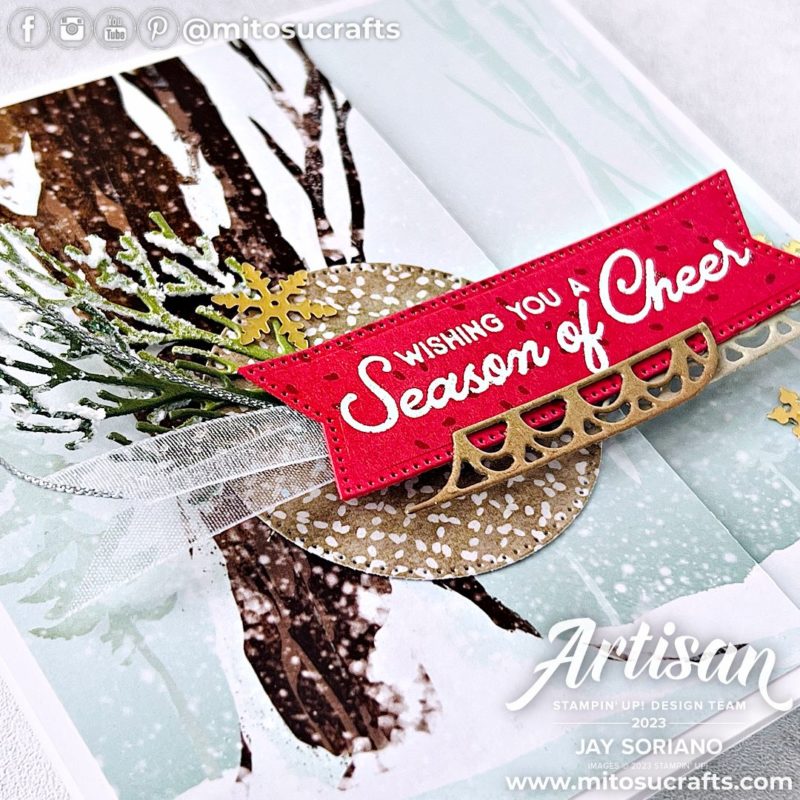 Stampin' Up! One Horse Open Sleigh Handmade Christmas Winter Square Split Card Idea with Embossing Paste from Mitosu Crafts by Barry & Jay Soriano Stampin Up UK France Germany Austria Netherlands Belgium Ireland