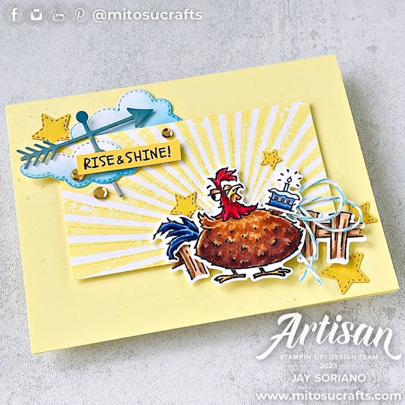Stampin' Up! Rays of Light Handmade Card Idea with Hey Chuck Chicken Stamp from Mitosu Crafts by Barry & Jay Soriano Stampin Up UK France Germany Austria Netherlands Belgium Ireland
