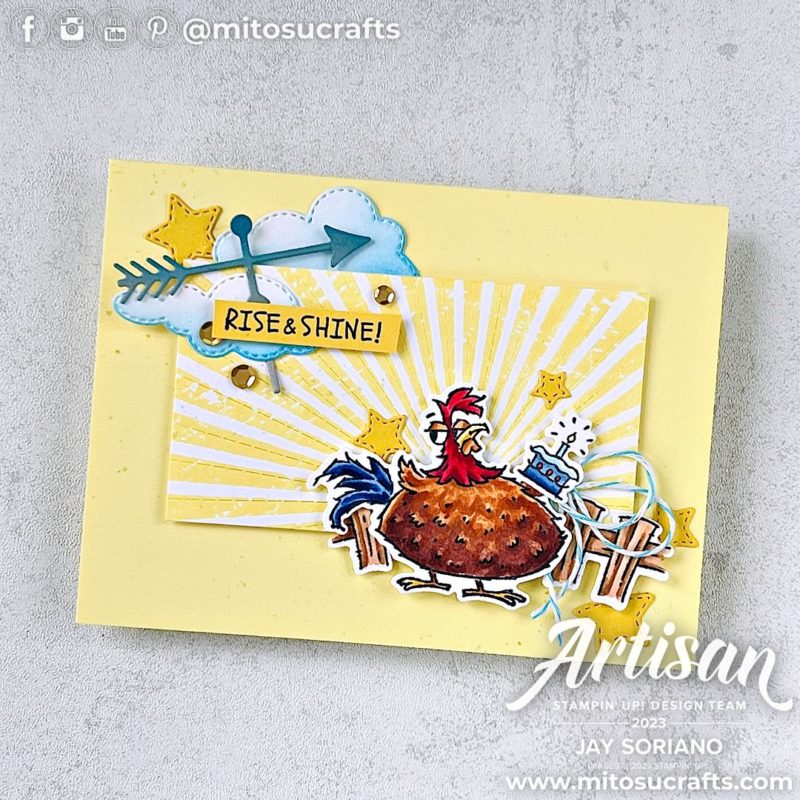 Stampin' Up! Rays of Light Handmade Card Idea with Hey Chuck Chicken Stamp from Mitosu Crafts by Barry & Jay Soriano Stampin Up UK France Germany Austria Netherlands Belgium Ireland