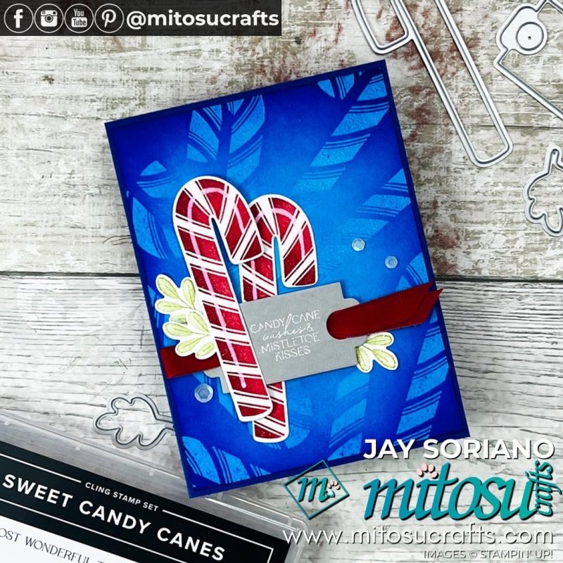 Sweet Candy Canes with Ink Blending Background Christmas Card Idea from Mitosu Crafts by Barry & Jay Soriano Stampin' Up! UK France Germany Austria Netherlands Belgium Ireland