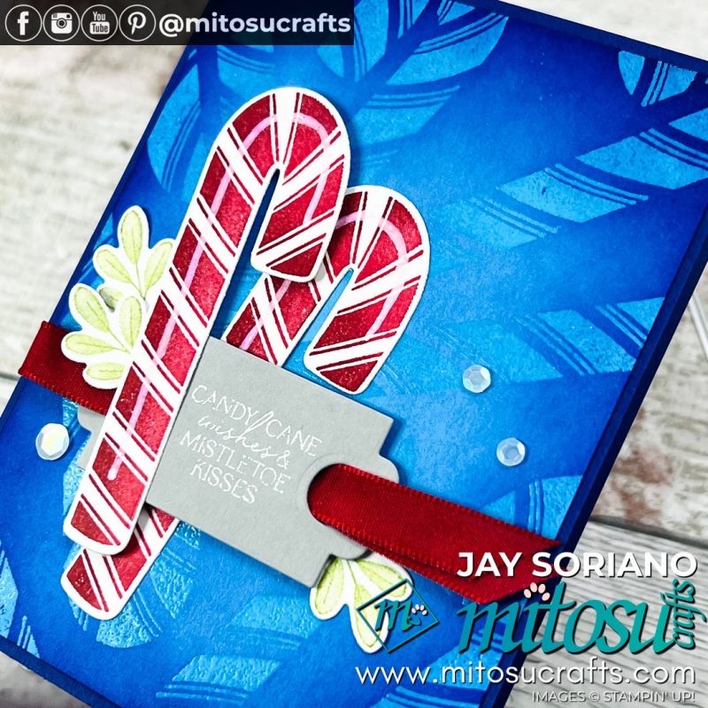 Sweet Candy Canes with Ink Blending Background Christmas Card Idea from Mitosu Crafts by Barry & Jay Soriano Stampin' Up! UK France Germany Austria Netherlands Belgium Ireland