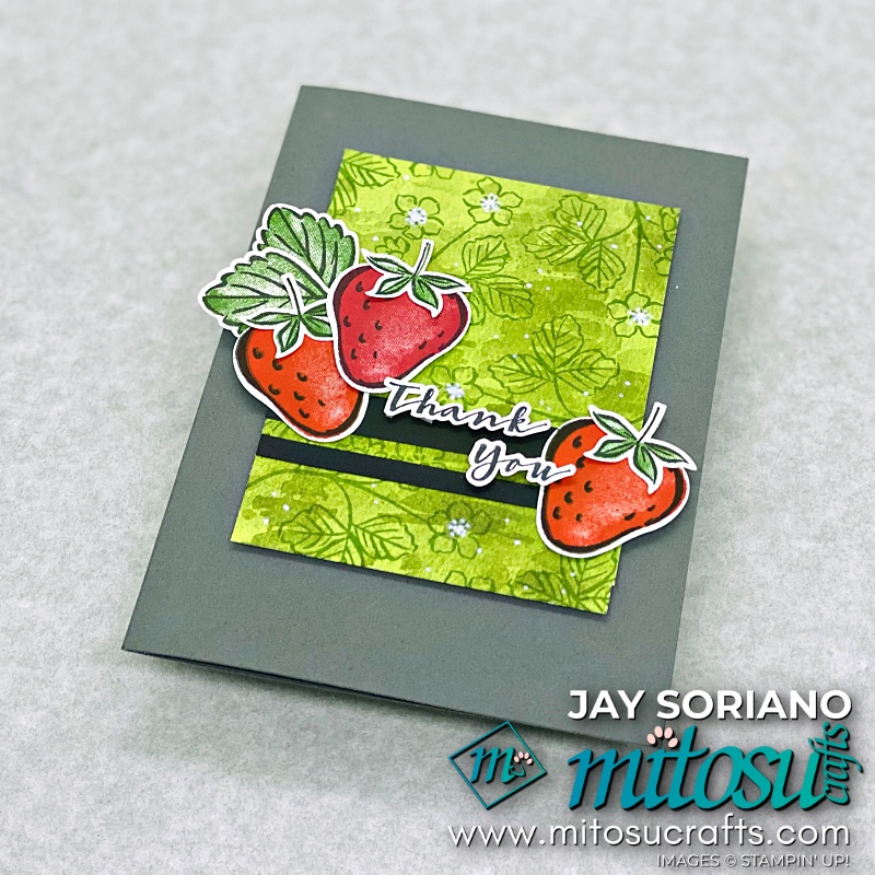 Thank You Card with Sweet Strawberry Stamp from Mitosu Crafts UK by Barry & Jay Soriano Stampin' Up! Demonstrators