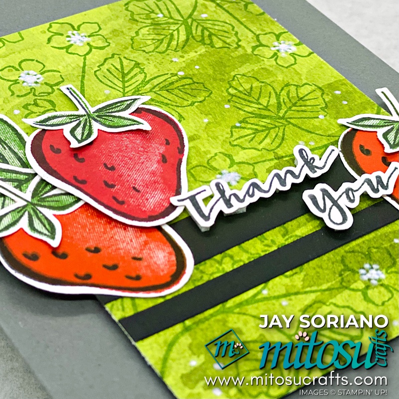 Thank You Card with Sweet Strawberry Stamp from Mitosu Crafts UK by Barry & Jay Soriano Stampin' Up! Demonstrators