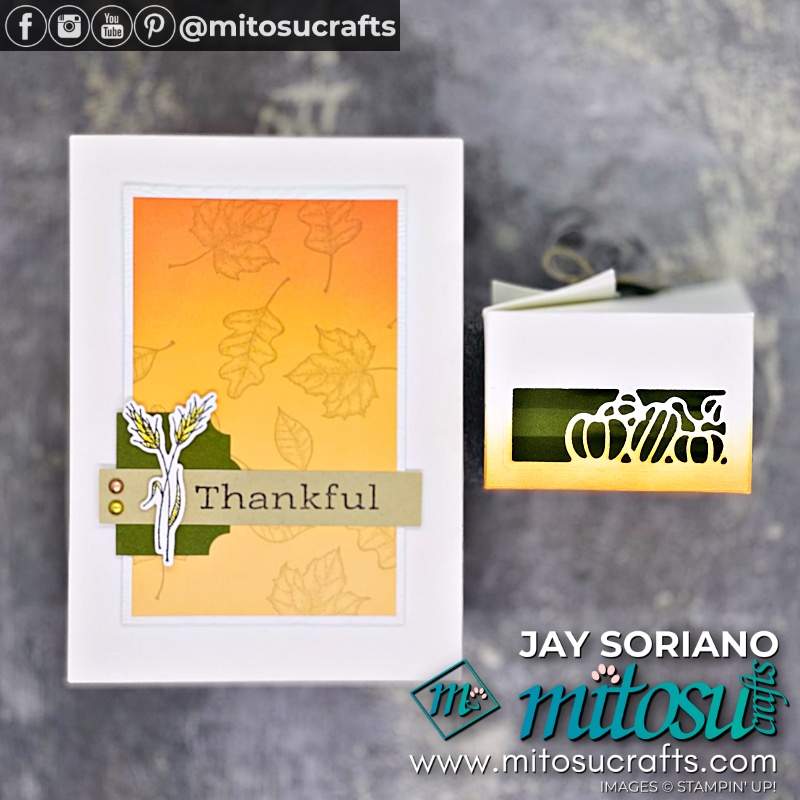 Thankful Autumn Card and Gift Box with Time of Giving Pumpkin Leaves from Mitosu Crafts UK by Barry & Jay Soriano Stampin' Up! Demonstrators