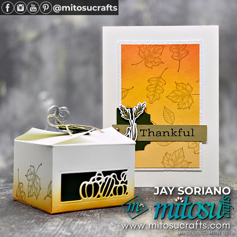 Thankful Autumn Card and Gift Box with Time of Giving Pumpkin Leaves from Mitosu Crafts UK by Barry & Jay Soriano Stampin' Up! Demonstrators