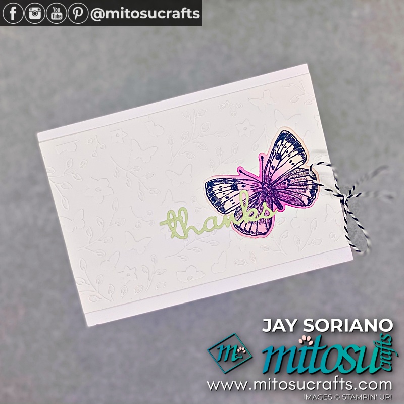 Card Front of Triple Horizontal Pop Up Butterfly Card with Butterfly Brilliance from Mitosu Crafts UK by Barry Selwood & Jay Soriano Independent Stampin' Up! Demonstrators