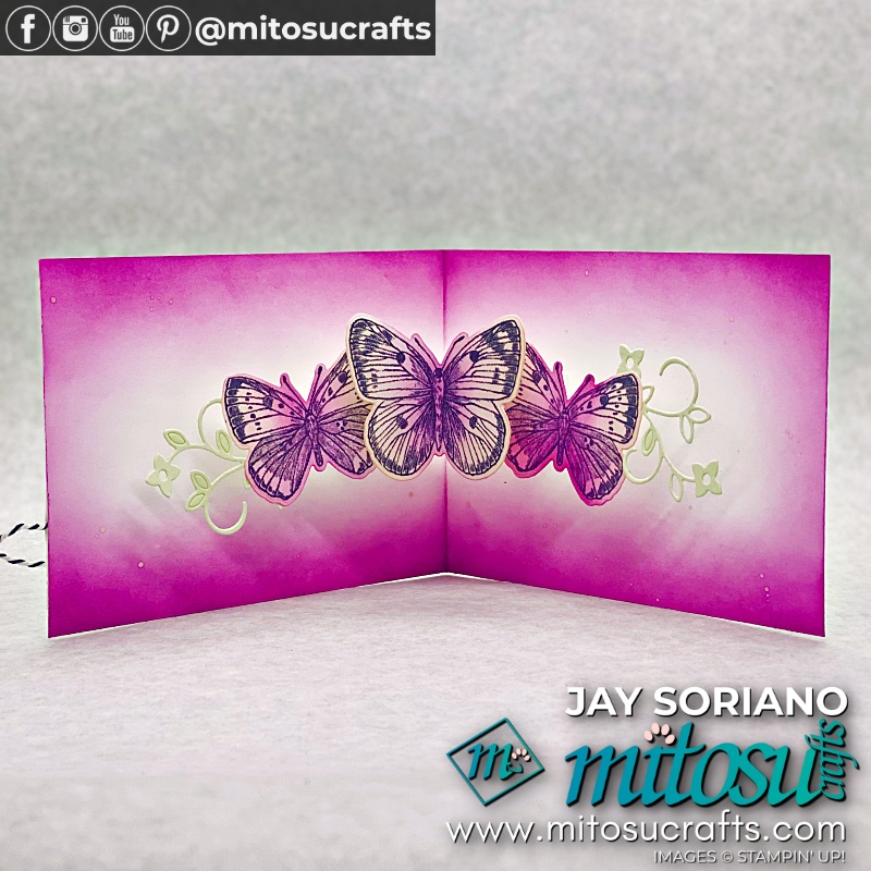 Inside of Triple Horizontal Pop Up Butterfly Card with Butterfly Brilliance from Mitosu Crafts UK by Barry Selwood & Jay Soriano Independent Stampin' Up! Demonstrators