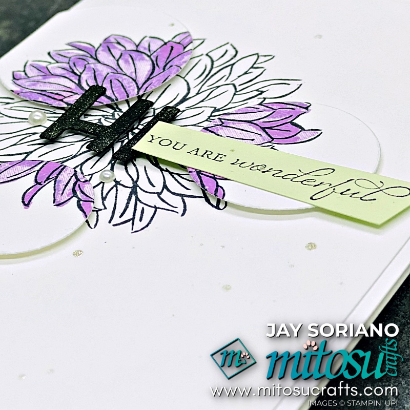 Triple Spotlight Stamping Technique Handmade Card with Delicate Dahlia SAB from Mitosu Crafts UK by Barry & Jay Soriano Stampin' Up! Demonstrators