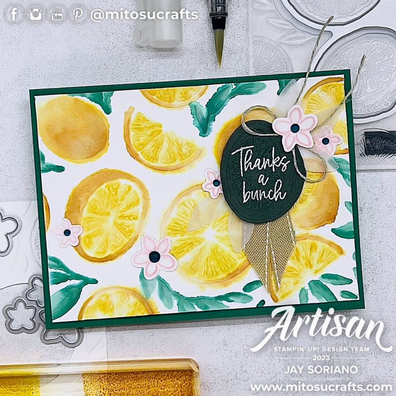Watercolor Embossing Folder with Sweet Citrus Hybrid Bundle Card Idea from Mitosu Crafts by Barry & Jay Soriano Stampin Up UK France Germany Austria Netherlands Belgium Ireland