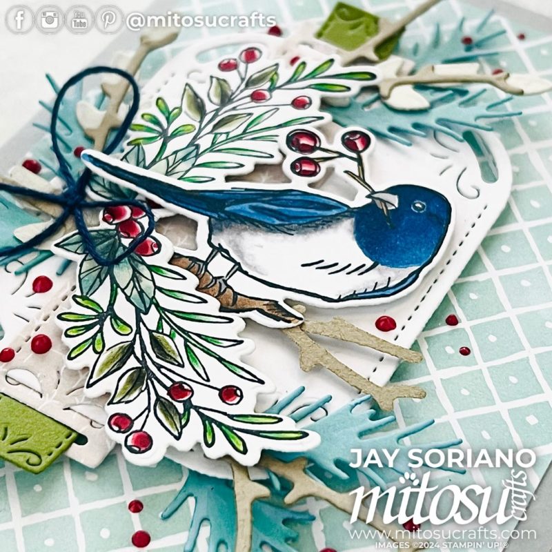 Winterly Tree Tops Blue Bird Card Making Idea Mitosu Crafts by Barry & Jay Soriano Stampin Up UK France Germany Austria Netherlands Belgium Ireland