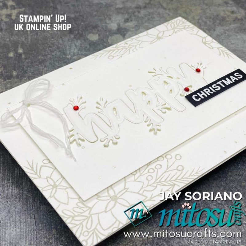 Words of Cheer White Christmas Card Idea from Mitosu Crafts UK by Barry & Jay Soriano Stampin' Up! Demo